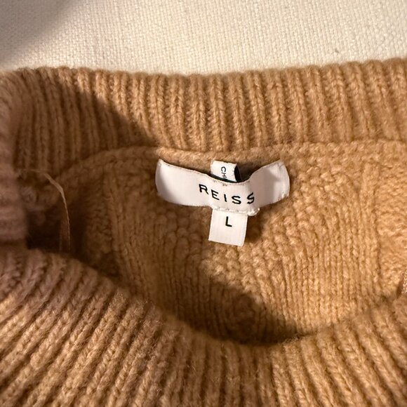 REISS - Tan Cable Knit Wool Sweater (Size L) - Picture 4 of 6